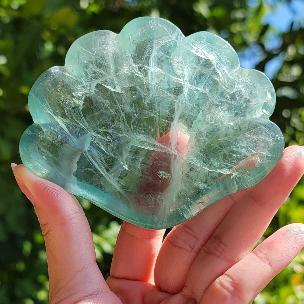 NEW 3" x 3.7" GREEN FLUORITE SHELL DISH